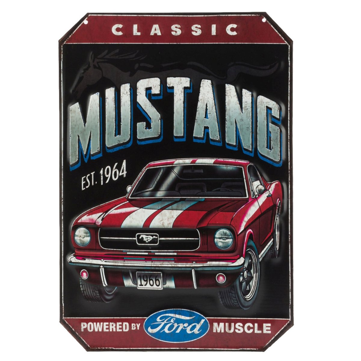 Amazon.com: Ford Classic '66 Mustang Embossed Metal Sign - Vintage